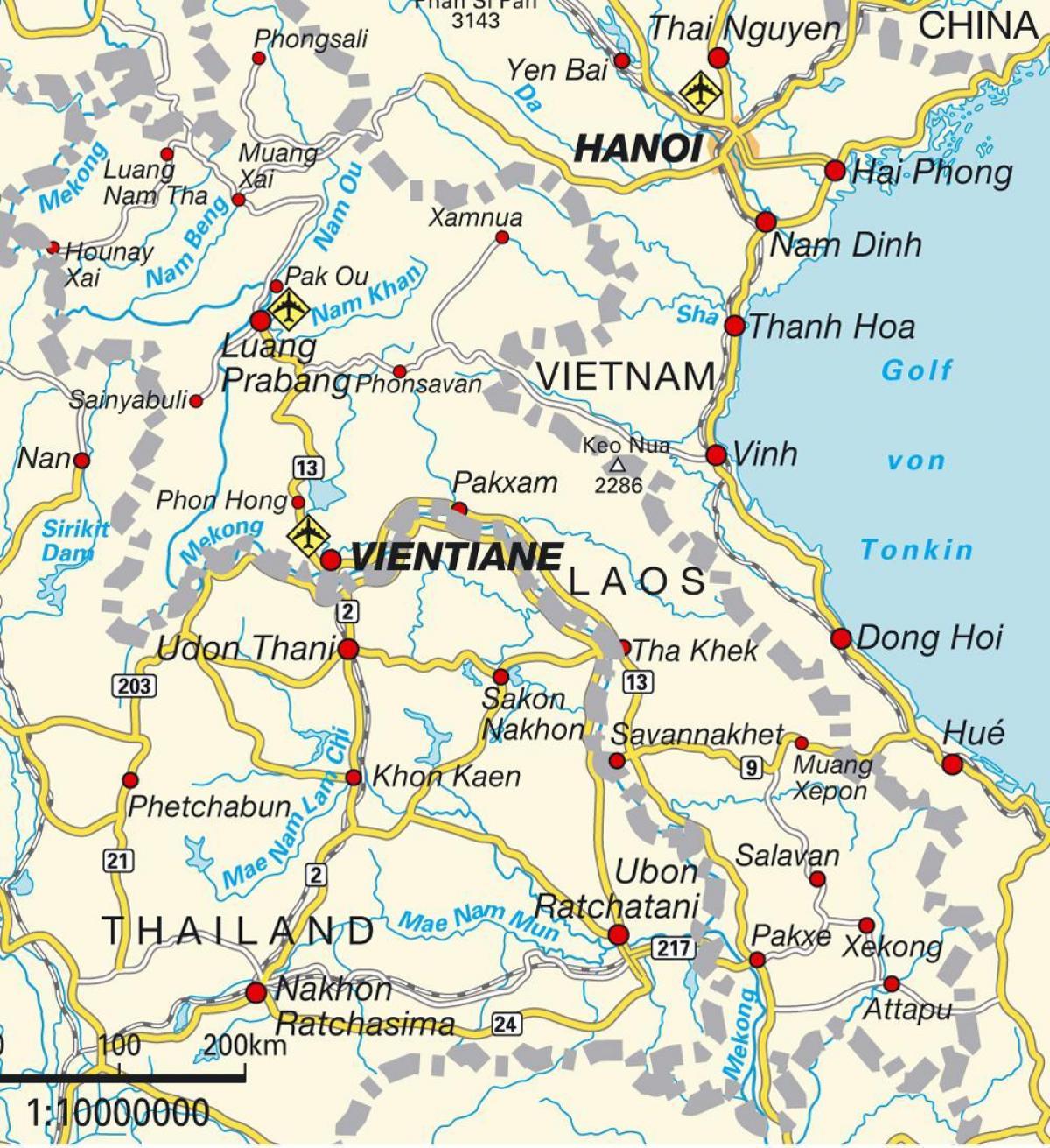 flyplasser i laos kart