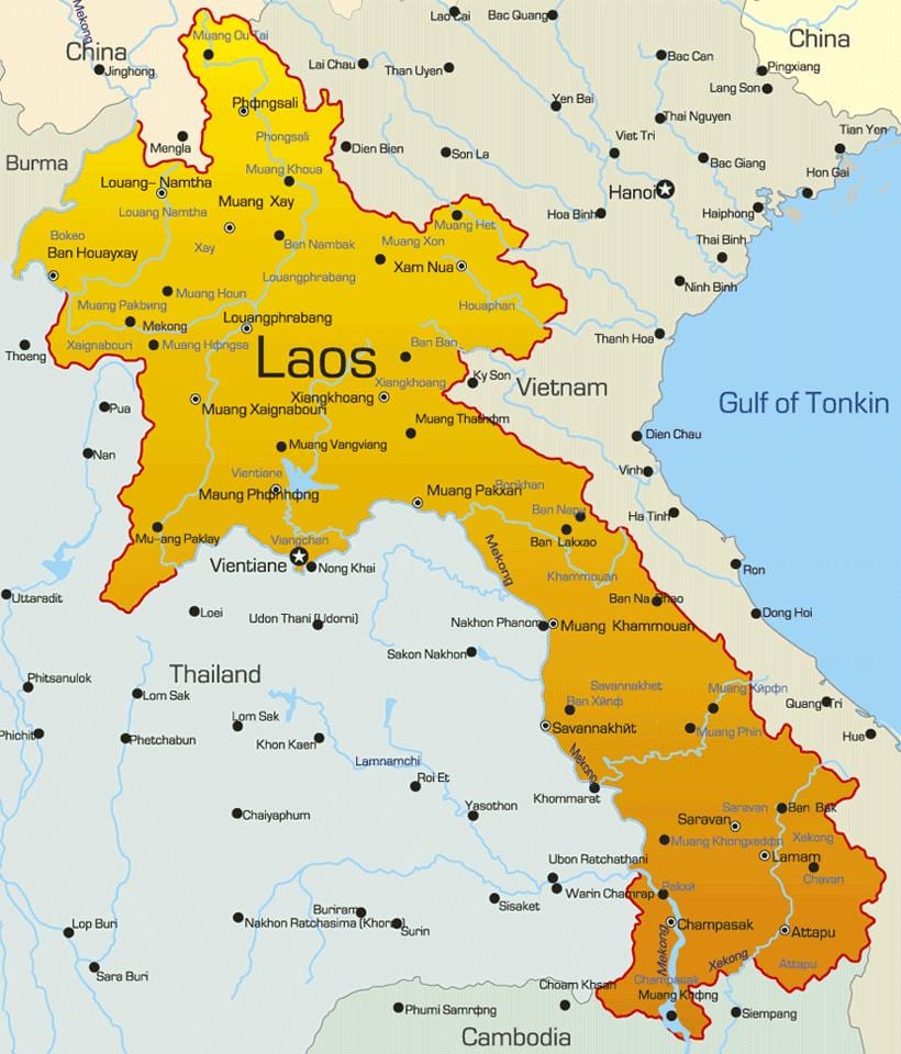 Kart over sepon laos