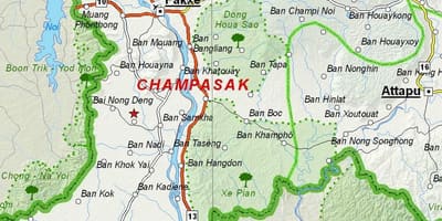 Kart over champasak laos