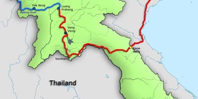 Mekong-elven i laos kart